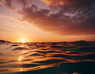 Obraz premium Beautiful Sunset Sea in Orange Tones