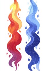 Abstract Fire and Water Illustration