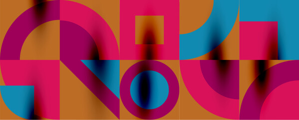 Fototapeta premium Neo memphis geometric pattern with circles, squares. Pop art abstract background for covers, banners, flyers and posters and other templates