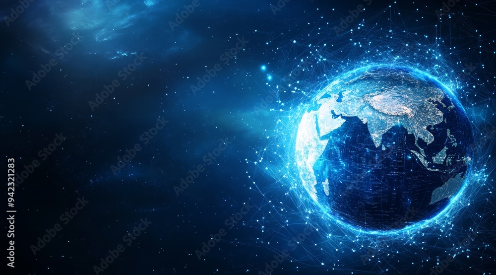 Aufkleber a mesmerizing and captivating digital globe radiating vibrant light, symbolizing the essence of glob