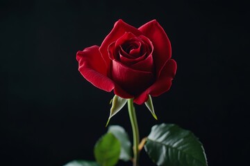 Fototapeta premium Time-lapse of a stunning red rose blooming against a dark backdrop, perfect for celebrating love and special occasions