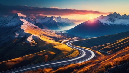 Fototapeta premium Wallpaper winding road in the mountains