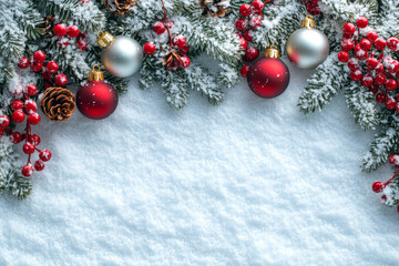 Festive Christmas New Year border. Xmas background and frame composition. Christmas banner and web poster