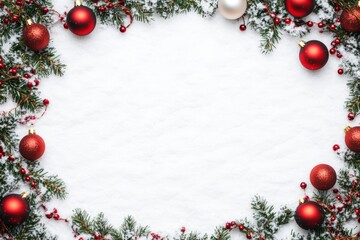 Festive Christmas New Year border. Xmas background and frame composition. Christmas banner and web poster