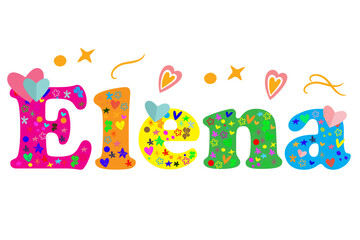 Elena female name decorative lettering type design. Vector