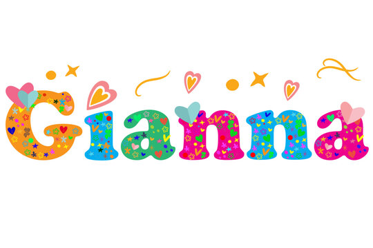 Gianna female name decorative lettering type design. Vector