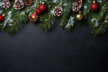 Festive Christmas New Year border. Xmas background and frame composition. Christmas banner and web poster