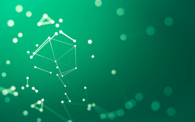Abstract background. Molecules technology with polygonal shapes, connecting dots and lines. Connection structure. Big data visualization.
