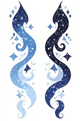 Abstract Blue and White Swirls with Stars