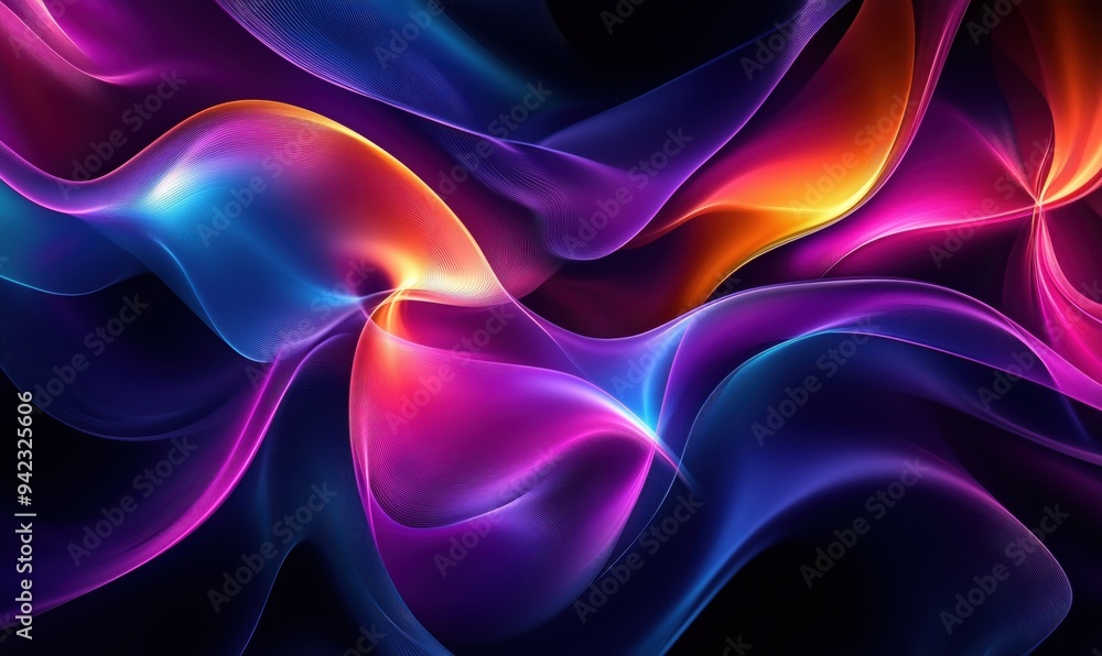 Aufkleber a colorful, abstract image with purple, blue, and orange swirls. the image is a representation of a 