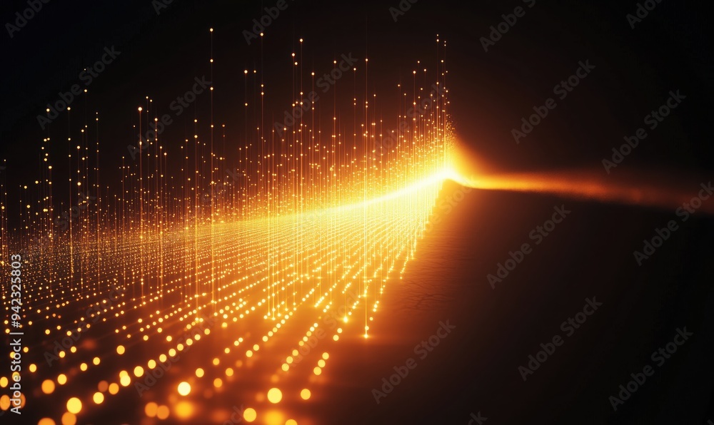 Aufkleber a bright yellow line of dots that is almost as long as the image. the dots are scattered all over th