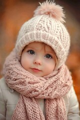 A child wearing a warm winter outfit and hat.