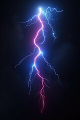 A close-up shot of two lightning bolts suspended in mid-air, with dark clouds in the background