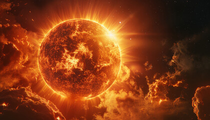 Obraz premium The solar system is a beautiful art, the sun is fiery 