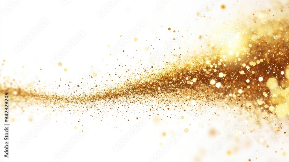 Poster a burst of gold sparkles on a white background with copy space for custom text.