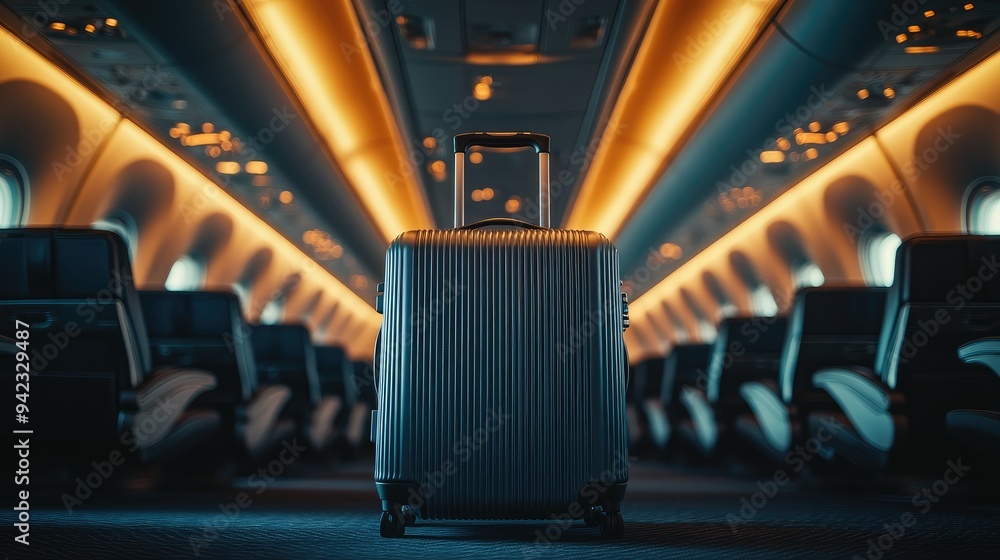 Poster a business travele suitcase with a focus on high-end design and practicality, placed in a business-c