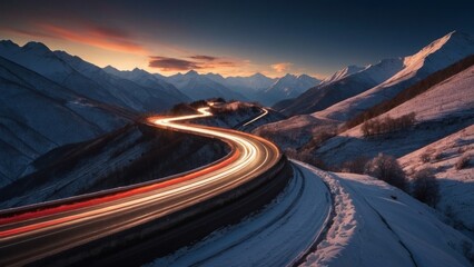 Wallpaper, mountain road with motion blur