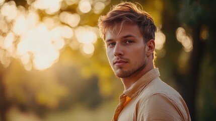 Obraz premium Youthful Man in Blurred Portrait