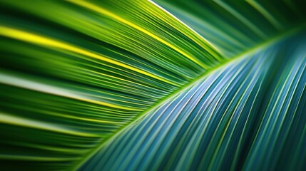 Obraz premium Detailed close-up of a green leaf with vibrant striations, symbolizing growth, sustainability. Environmental responsibility, eco-friendly practices, green initiatives.