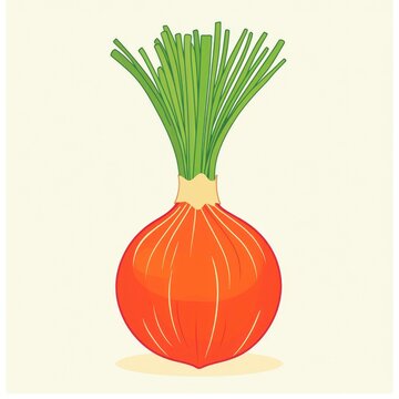 red onion with green stalks clip art preview