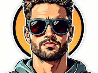 Obraz premium man with Beard sunglasses die-cut Sticker Graphic