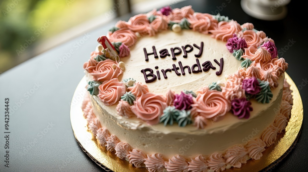 Poster a close-up of a birthday cake with 