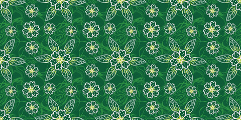 Floral Seamless pattern vector Illustration, Indonesian batik motif