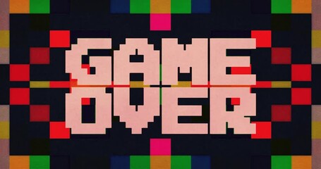 Retro Game Over. Colorful Motion Graphics Contemporary Background. - Powered by Adobe