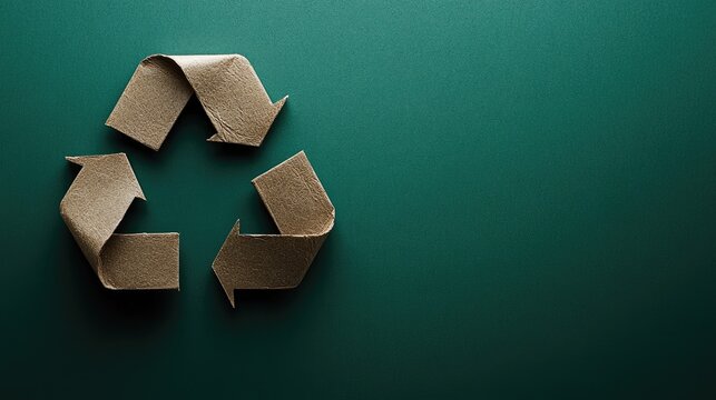 A close-up of a recycling symbol on a green background, with plenty of space around for text, perfect for eco-friendly and sustainability themes.