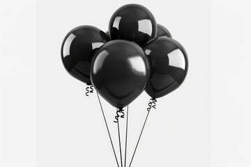A bunch of black balloons tied together on a string