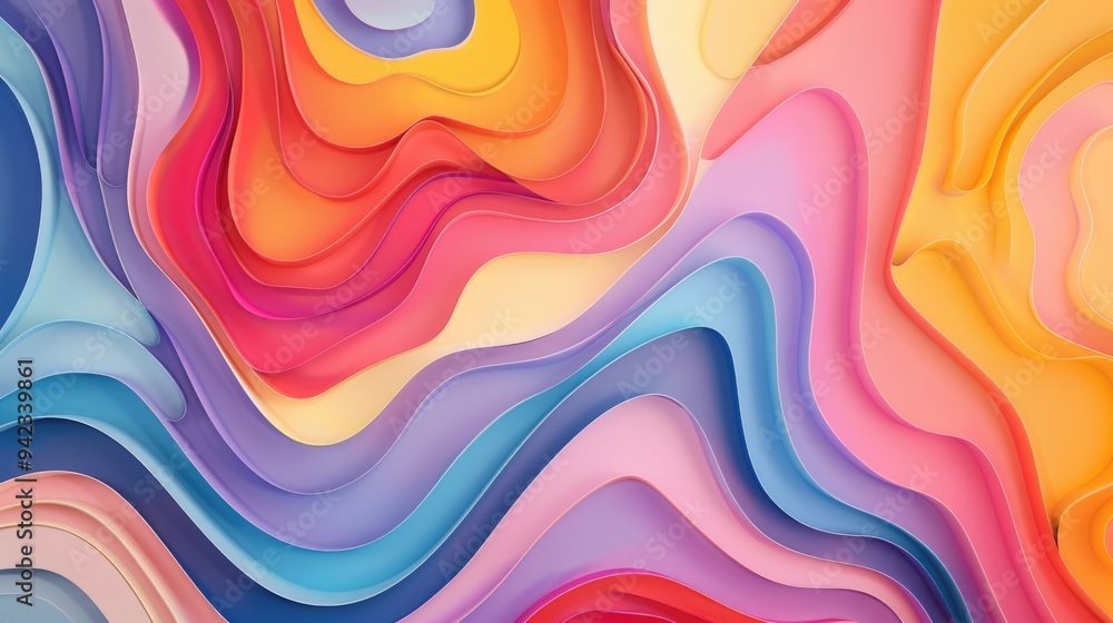 Poster a colorful abstract design featuring wavy shapes