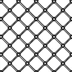 Naklejka premium Black and White Geometric Seamless Pattern with Interlocking Circles