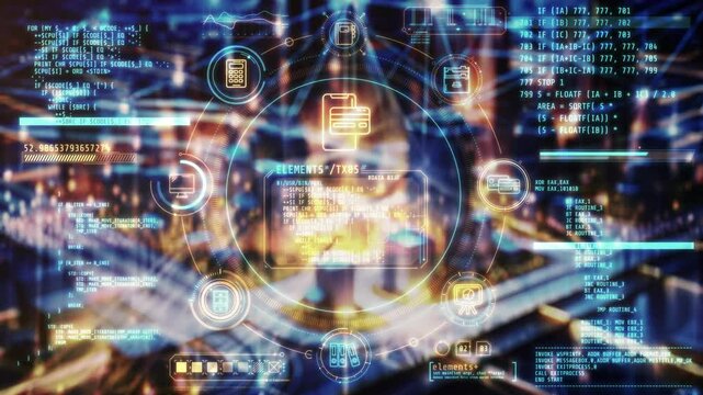 City entwined with a digital web of financial flows.