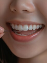 Fototapeta premium Smiling Woman Brushing Teeth