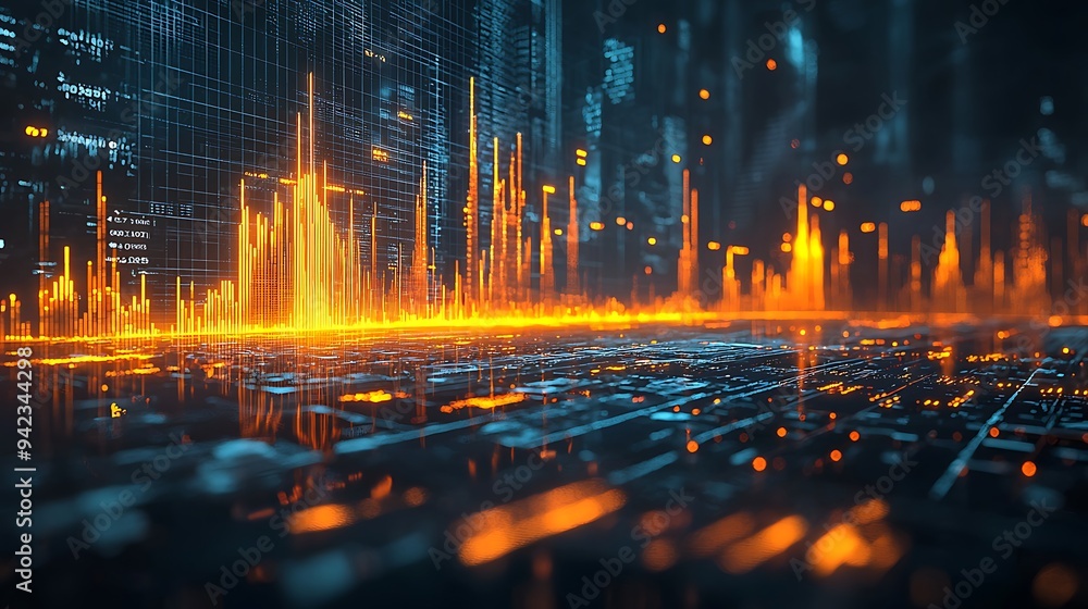 Poster a digital technology background with glowing lines and data streams, exuding a futuristic vibe.