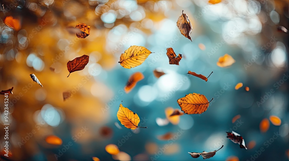 Aufkleber a close-up of leaves fluttering in the wind on a tree branch, providing a sense of movement and life