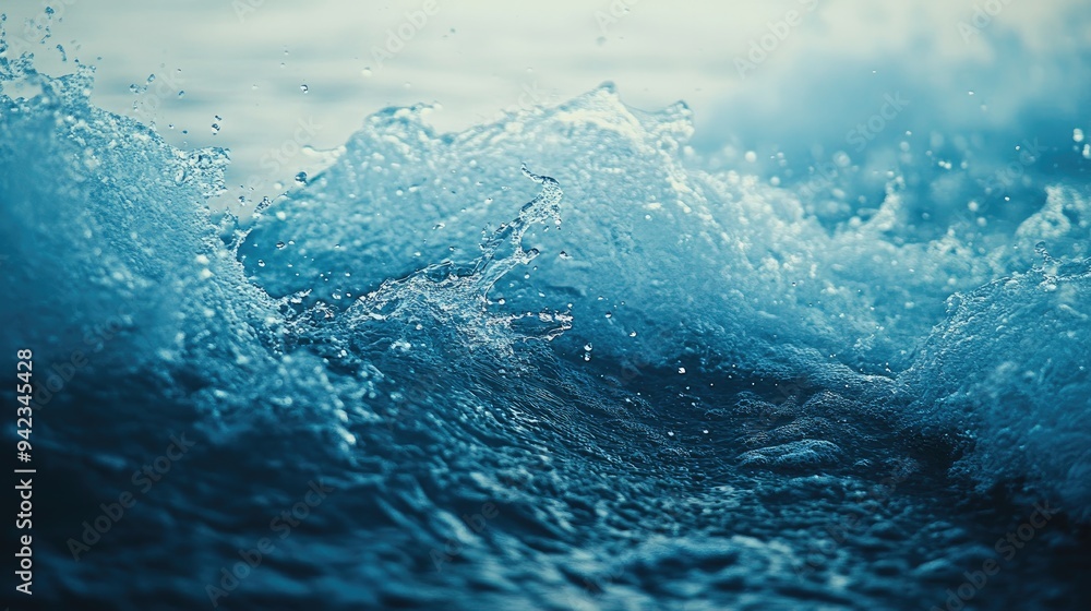 Aufkleber a close-up of ocean waves lapping against the shore, showcasing the texture and movement of the wate