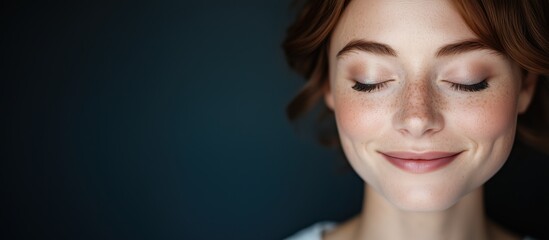 Naklejka premium Close-Up of Smiling Woman with Natural Makeup