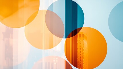 Obraz premium Bright and cheerful polka dots intertwining with urban street scenes through double exposure, creating a dynamic and lively composition