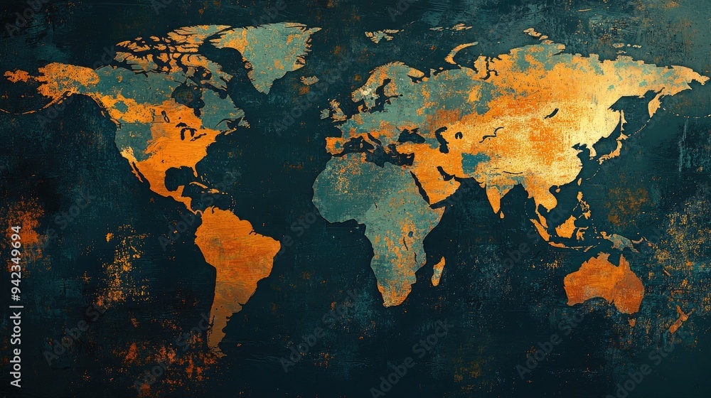 Aufkleber a contemporary world map background with abstract elements and a global theme, ideal for travel visu