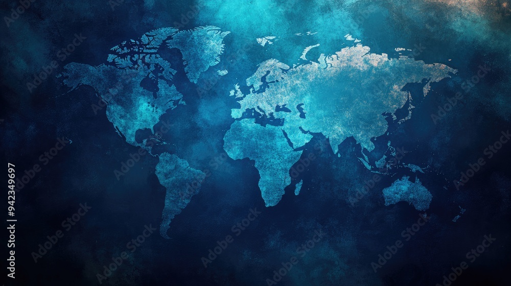 Poster a contemporary world map background with abstract elements and a global theme, ideal for travel visu