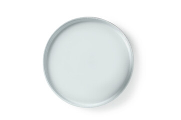Empty ceramic plate isolated on white background. top view