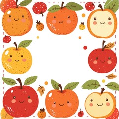 Cute Cartoon Apples Frame