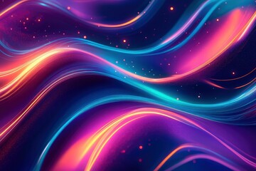 Abstract flowing neon wave background , ai