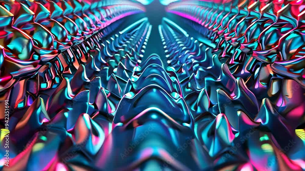 Poster a vibrant, abstract pattern showcasing colorful light reflections and intricate textures