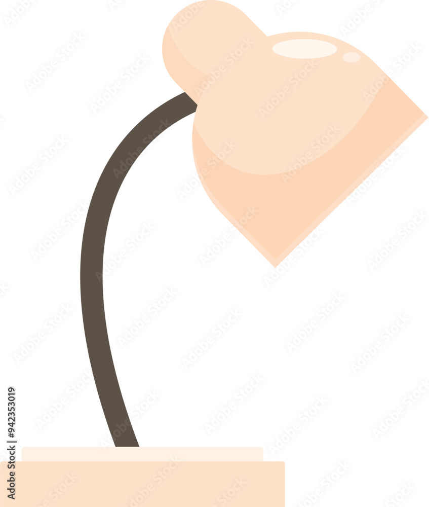 Poster modern desk lamp with a curved arm casting a warm glow on a workspace