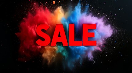 A vibrant explosion of color with the word "SALE" prominently displayed.