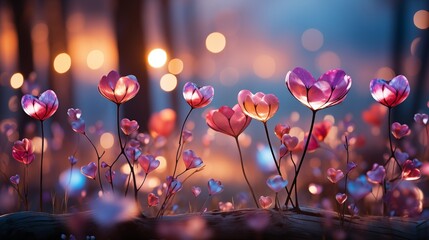 The nature background s color tones appeared blurred with the light and sky shining through the leaves The pastel color tones resembled a multicolored white hearts wallpaper giving off a vin