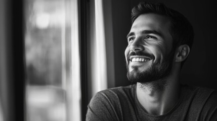 Obraz premium Contemporary Man's Portrait with Smile