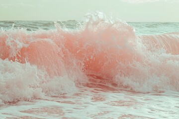 Fototapeta premium A sea waves and beach trending color of year 2024 Peach Fuzz , ai